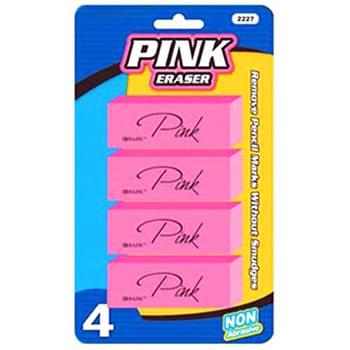 Pink Bevel Erasers 4 Pack