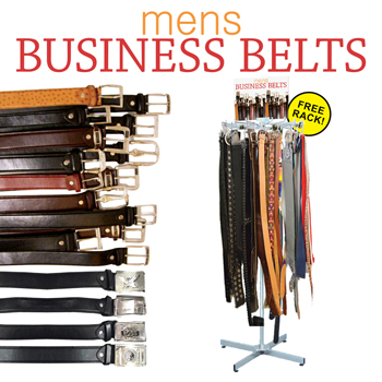 144pc Mens Leather Business Belts  With Rack