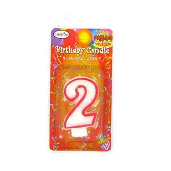 B-Day Candle Red Numeral #2