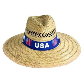 Straw Hat with USA Ribbon