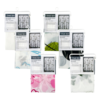 Shower Curtain with hooks 70x72"