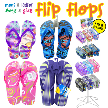 144pc Boys Girls Mens Ladies Flip Flop Display