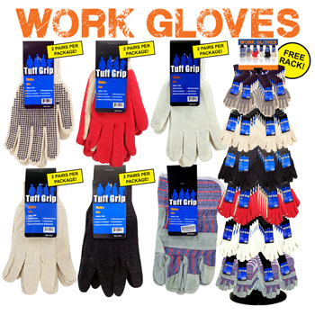 Work Gloves Assortment 288 Pc Display
