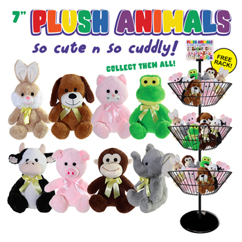96pc 7" Animal Plush Toy DIsplay