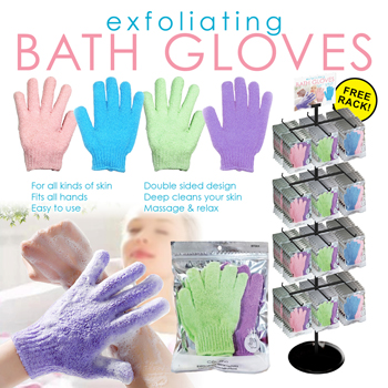 120pc Exfoliating Bath Gloves Display - 2Pack