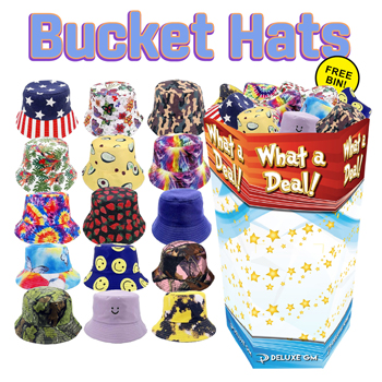 144pc Bucket Hat assortment in dump bin