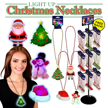 192pc Flashing Christmas Necklace Display