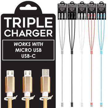 Triple  Charger  For Android + Usb-C