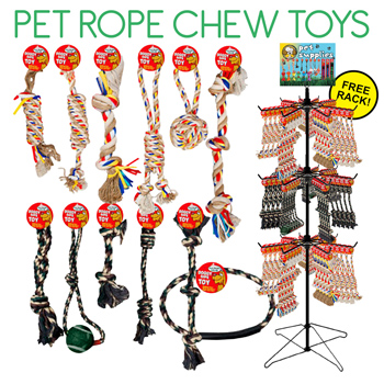 144pc Rope Toy Chews - 12 assorted displays