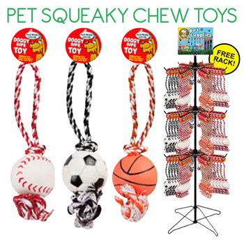 120pc Dog Rope Chew Toys with squeaker display