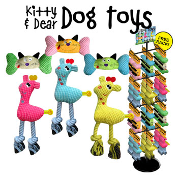 96pc Dog Toys Kitty & Dear Display