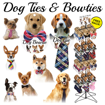 144pc Dog tie & Bow tie display - 30 assorted styles and colors