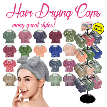 144pc Hair Dry Towels Display