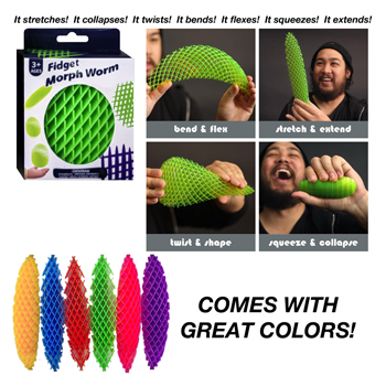 Fidget Worm 6 solid colors