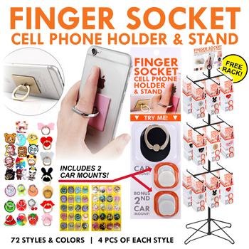 288pc Finger Socket Cell Phone Holder Display