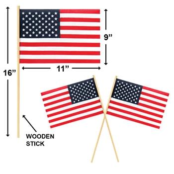 USA Flag with Plastic Pole 18x11.5"