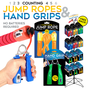 96pc Hand Grip & Jump Rope with counters on display