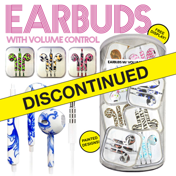 24Pc Painted Earbuds With Volume Control