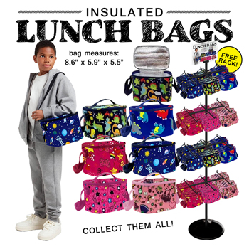 72pc Insulated Kids Lunch Bag Display