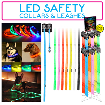 LED Dog Collar & Leash 96 Piece Display