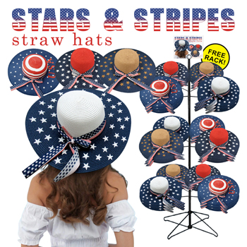 72pc Ladies Summer Hats USA Print Display