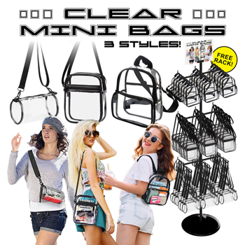 72pc Mini Clear Bags & Backpack Display