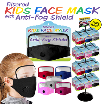288 pc Kids Face Mask and Shield Display
