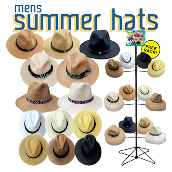 96pc Mens Summer Hat Display