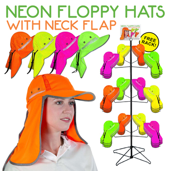 72pc Neon Floppy Hat Display