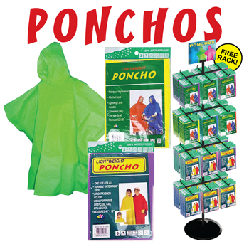 300pc Kids and Adults Ponchos Display
