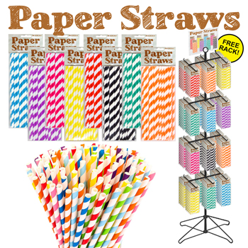 180pc Paper Straw Display 36 per pack