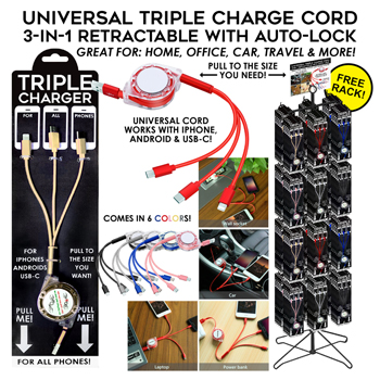72pc Triple Pull & Lock Phone Cord Display