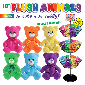 48pc 10" Rainbow Bear Plush Toy Display