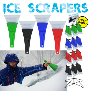 200pc Ice Scrapers Display in 4 assorted colors