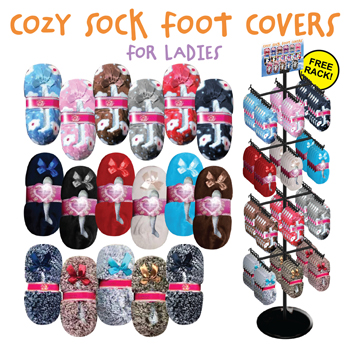 144pc Ladies Cozy Slipper Sock Display