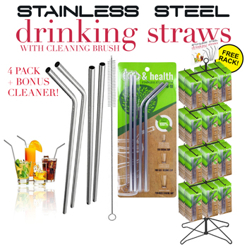 120pc Stainless Steel Straw Sets with Display