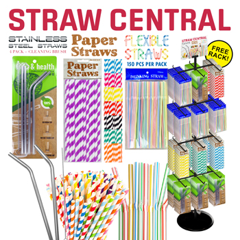 240pc Straws Display in 3 Assorted Styles