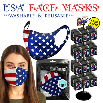 288 Pc Stars and Stripes Face Mask Display