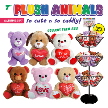 96pc 7" Valentine's Day Plush Toy Display
