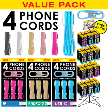 120pc Value Pack Phone Cords 4 pack