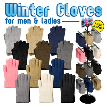 144pc Xtra Warm Winter Glove Display