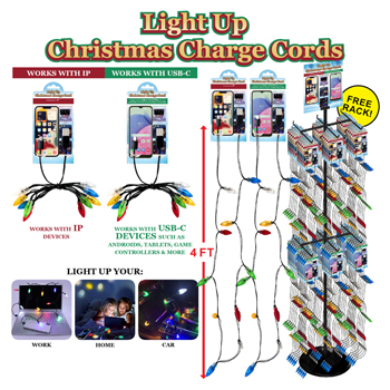 96pc, 48" Christmas Lights USB Phone Charger Display