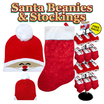 192pc Santa Hat & Stocking Display