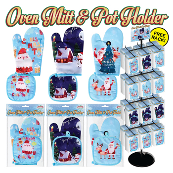 72pc Christmas Oven Mitten and Pot Holder Display