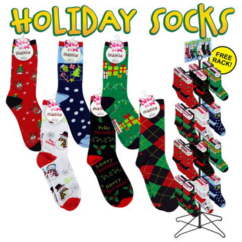 180pc Christmas Socks Display