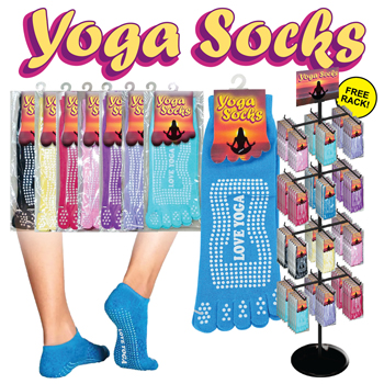 144pc Yoga Socks's Non Slip. 8 color display
