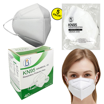 5 pack KN95 White Face Masks