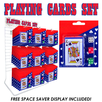 36pc Playing Cards with Dice Display