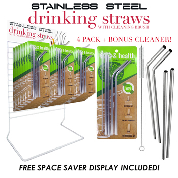 48pc Stainless Steel Straws. 5 pack