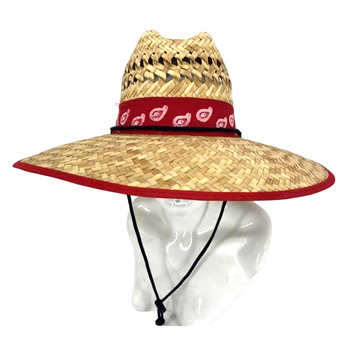 Straw Hat with Red Ribbon